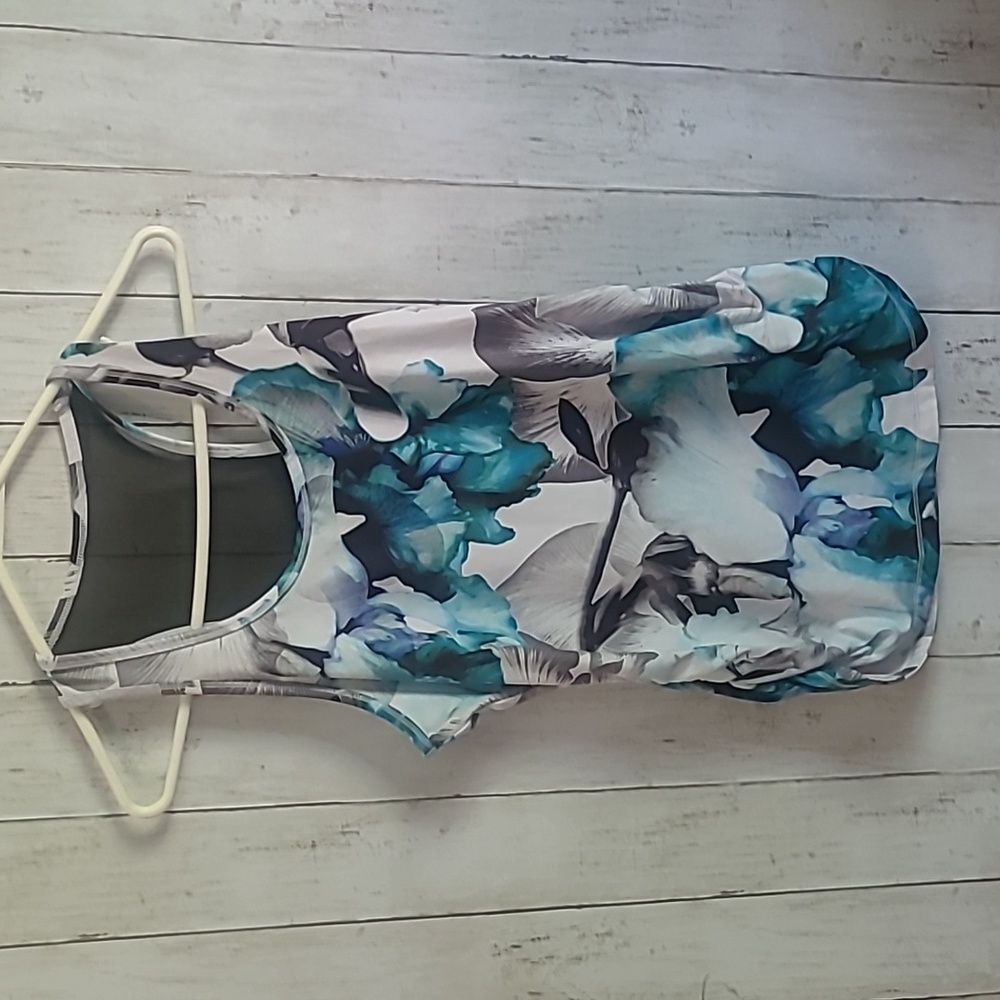 Calia workout tank, floral pattern, mesh on back. size S
